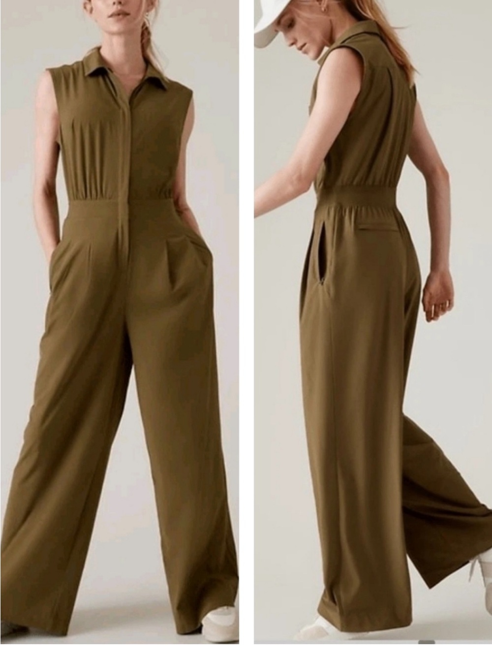Ath;eta Brooklyn Heights Wide Leg Romper Green 534779 Size 6